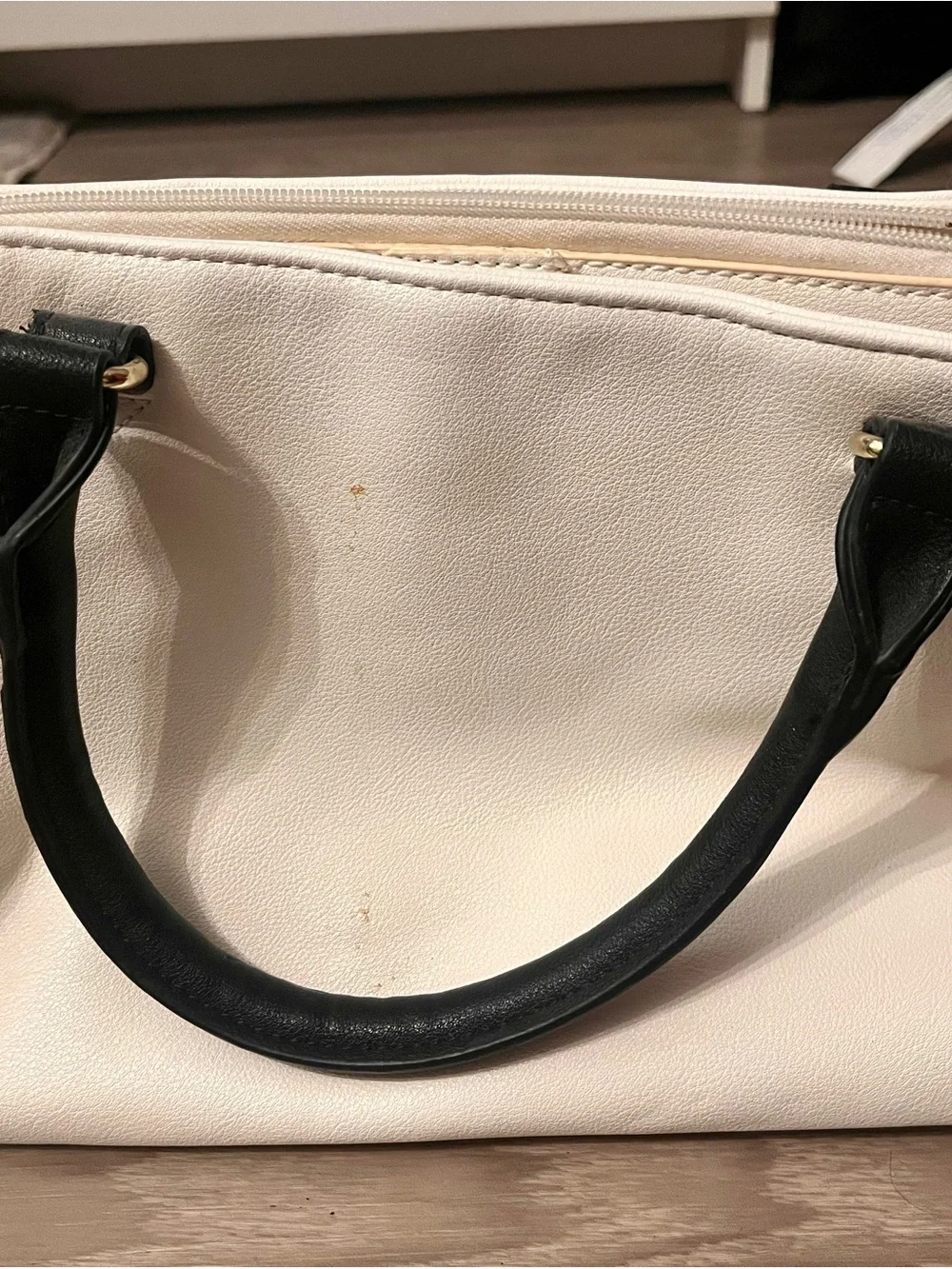 Nicole by Nicole Miller White and Black Satchel with Gold Hardware